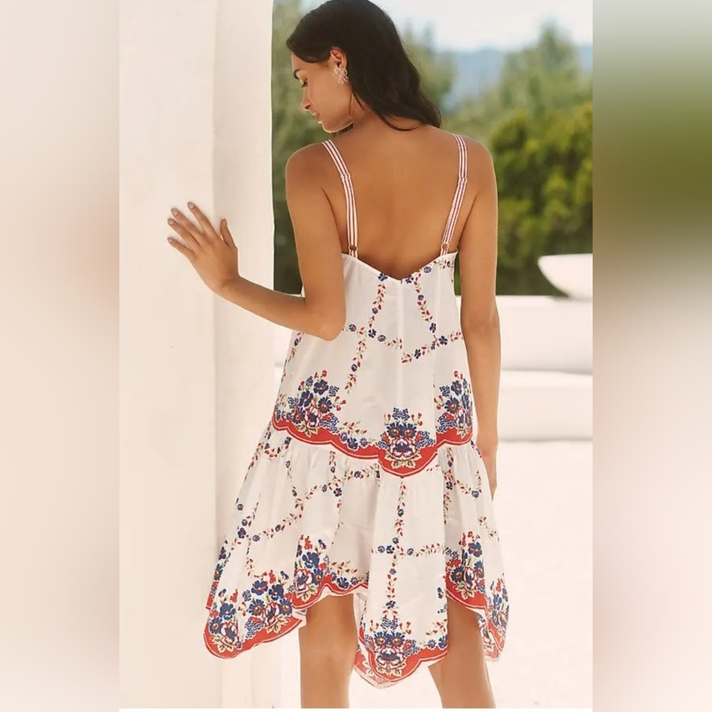 Celandine By Anthropologie NWT Plunge-Neck Drop-Waist Cotton Midi Dress Size XL - Picture 3 of 16
